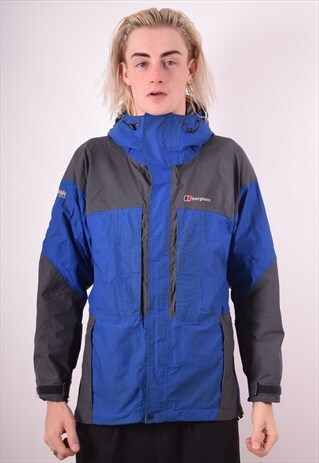 BERGHAUS MENS VINTAGE WINDBREAKER JACKET XS BLUE 90S