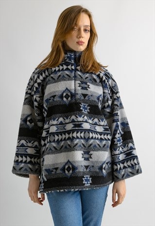 Fleece Abstract Pattern 1/4 Zip Jumper Sweater 7088