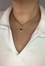 Ruby Red Stone Necklace 