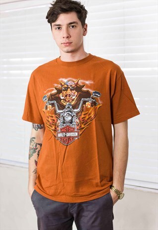 VINTAGE HARLEY DAVIDSON T-SHIRT LOGO 90S L 8.2