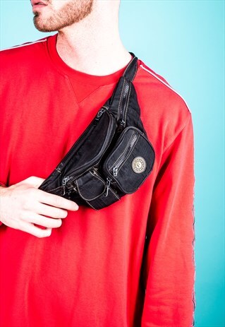 VINTAGE CROSS BODY BUMBAG IN BLACK
