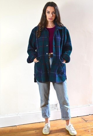90S VINTAGE PURE NEW WOOL CPO TARTAN JACKET