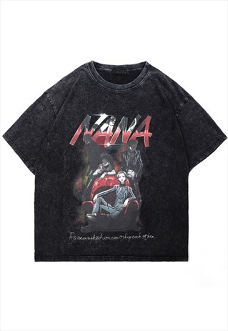 NANA T-SHIRT MANGA TEE JAPANESE ANIME TOP IN ACID BLACK