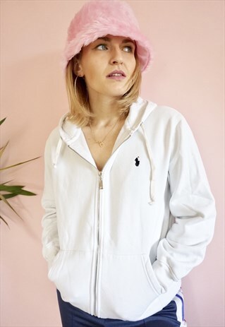 VINTAGE POLO RALPH LAUREN WHITE ZIP HOODIE