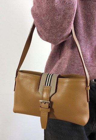 WOMENS BURBERRY HANDBAG BROWN NOVA STRIPE BAG PURSE