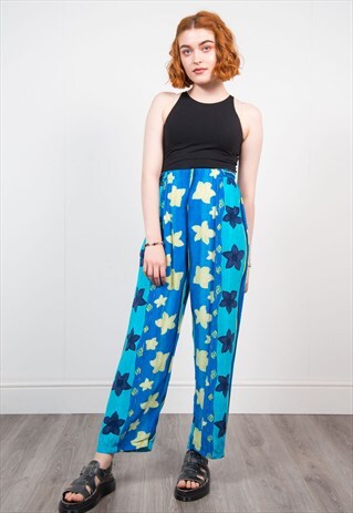 VINTAGE CRAZY BRIGHT PATTERNED HIPPIE TROUSERS