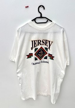 Vintage jersey Channel Islands white tourist T-shirt large 