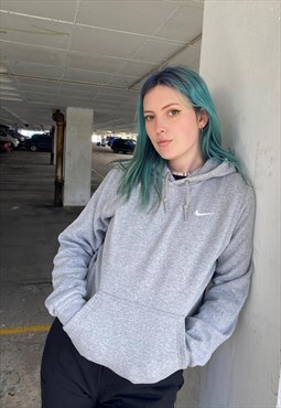 Vintage 90s Nike Grey Embroidered Swoosh Pullover Hoodie