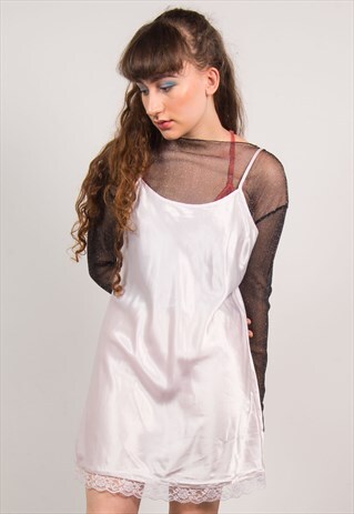 90'S BABY PINK SLIP DRESS
