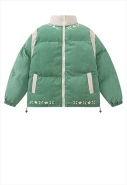 Detachable bomber jacket removable sleeves puffer in green