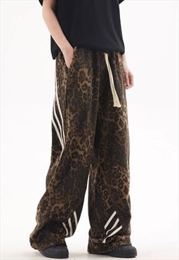 Leopard jeans animal print denim joggers cheetah pants brown
