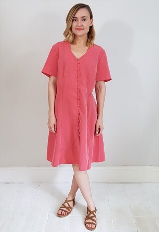 VINTAGE 90'S SOFT PASTEL PINK BUTTON DOWN MINI DRESS