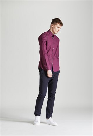 BURGUNDY SLIM FIT WITH CONTRAST PLACKET