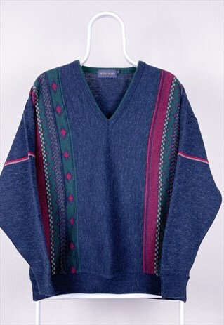 VINTAGE JUMPER KNIT PATTERNED WOOL MADE IN UK MEDIUM