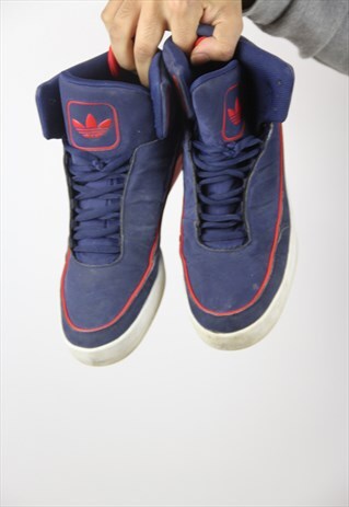 VINTAGE ADIDAS NAVY SUEDE HIGH-TOP TRAINERS