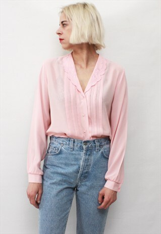 VINTAGE 60' AMAZING CUTE PASTEL PINK SHIRT