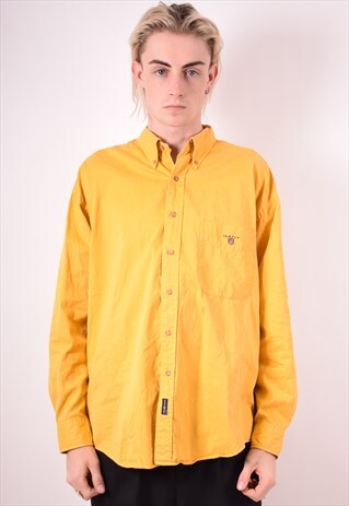 GANT MENS VINTAGE SHIRT LARGE YELLOW 90S