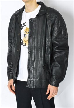 Vintage 80s Black Grunge Leather Jacket