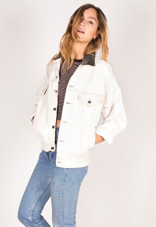 VINTAGE 80S LEVIS CONTRAST COLLAR DENIM JACKET /AVR/ R211