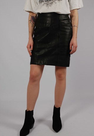 VINTAGE 80S LEATHER PENCIL SKIRT
