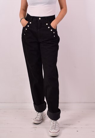 WOMENS VINTAGE JEANS W32 L37 BLACK 90S