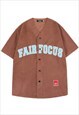 Kalodis Letter Embroidered V-Neck Baseball Shirt