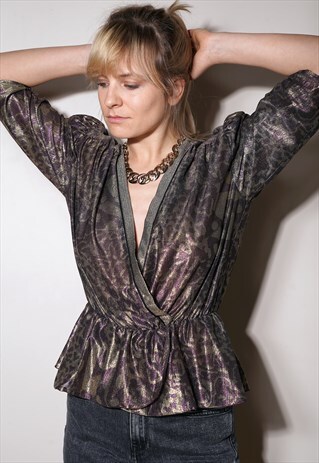 90'S VINTAGE GORGEOUS DEEP V BLOUSE