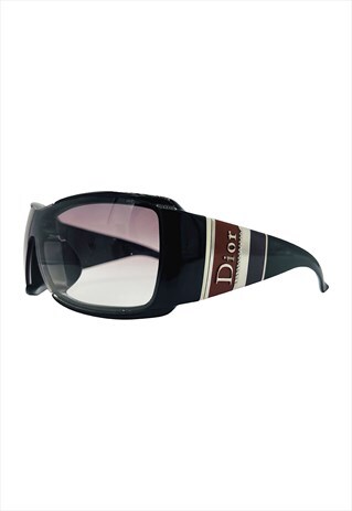 CHRISTIAN DIOR SUNGLASSES OVERSIZED SQUARE LOGO BLACK STRIPE