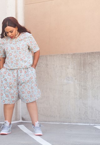 90'S VINTAGE TWO PIECE PAISLEY PRINT SHORT SET