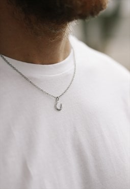 Horseshoe mens chain necklace silver cowboy pendant gift