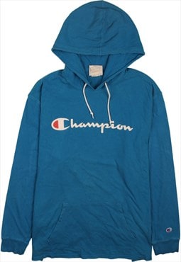 Vintage 90's Champion Hoodie Pullover Spellout Blue XXLarge