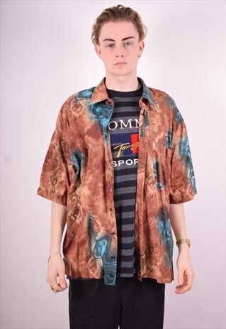 MENS VINTAGE CRAZY PRINT SHIRT XXXXL MULTI 90'S