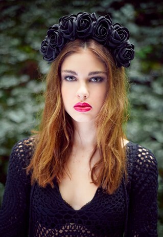 FLOWER CROWN, BLACK FLOWER CROWN, BLACK FLORAL CROWN