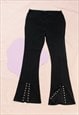 VINTAGE FLARE TROUSERS Y2K RAVE SLIT LACE-UP PANTS LOW RISE