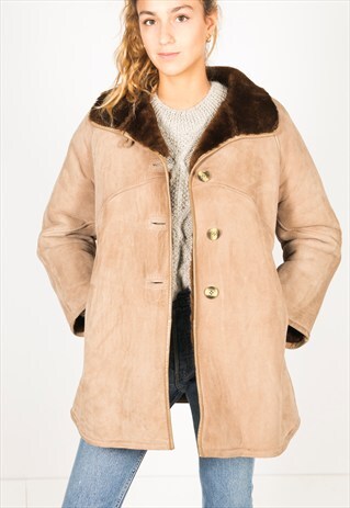 VINTAGE 80S WINTER SHEEPSKIN COAT / R067