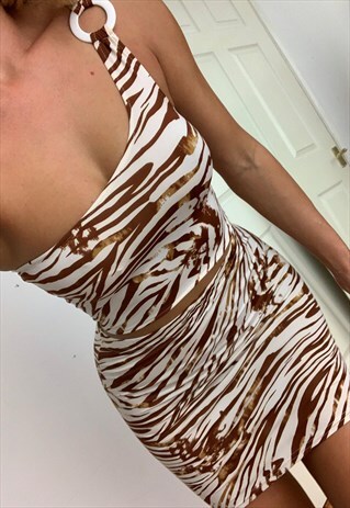TAN ZEBRA ASYMMETRIC SKIRT CO-ORD