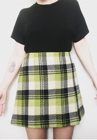 80S VINTAGE HOBBS TARTAN SKIRT