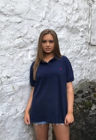 VINTAGE POLO RALPH LAUREN UNISEX POLO SHIRT BLUE