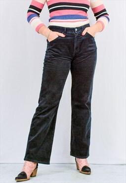 Black corduroy pants vintage trousers denim straight leg 