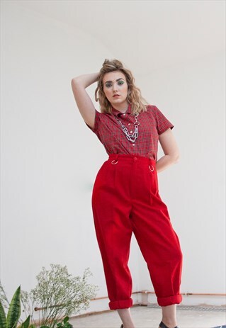 NIAMH VINTAGE TAPERED RED TROUSER WITH HOOP DETAIL