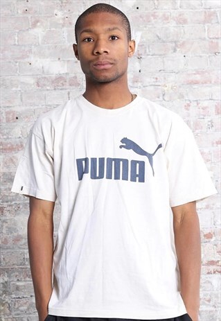 VINTAGE PUMA BIG LOGO T-SHIRT CREAM