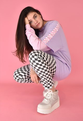 G&G UNISEX ORCHID CHECKED SLEEVE S/S TEE