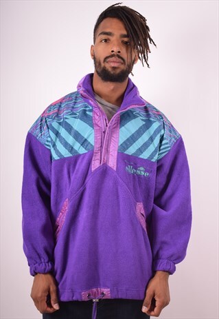 ELLESSE MENS VINTAGE FLEECE JUMPER XXXL PURPLE 90S