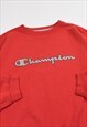 VINTAGE 90S CHAMPION EMBROIDERED LOGO SWEATSHIRT IN RED