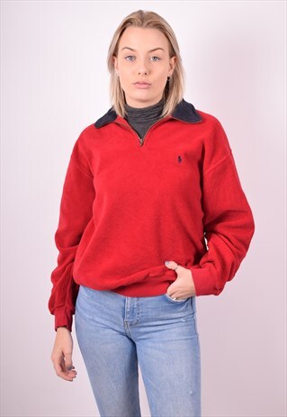 POLO RALPH LAUREN WOMENS VINTAGE FLEECE JUMPER SMALL MAROON