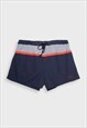 Navy sports shorts with striped panel