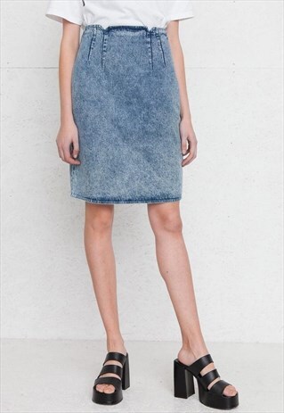 VINTAGE BLUE MINI DENIM PENCIL SKIRT