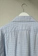 YSL SHIRT VINTAGE CHECK BRUSHED COTTON DRESS MENS BLUE M