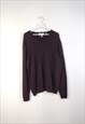 VINTAGE CALVIN KLEIN JUMPER V NECK IN BROWN XL