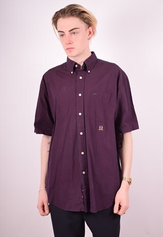 TOMMY HILFIGER MENS VINTAGE SHIRT MEDIUM PURPLE 90S